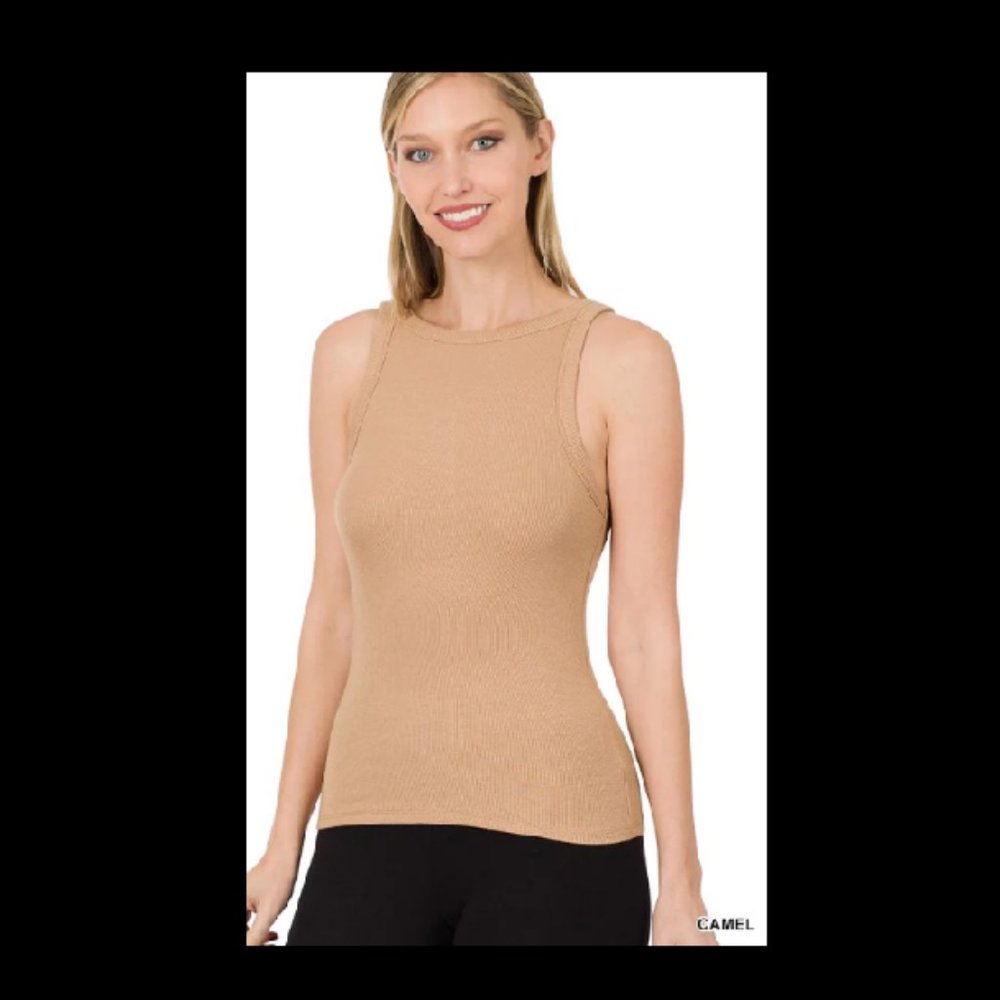 Zenana Ultra Soft Ribbed Tank Top, Camel